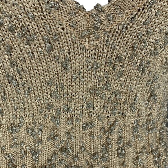Bebe Women Crop Top Short Sleeve Gold and Silver Knit Size M - Picture 6 of 9